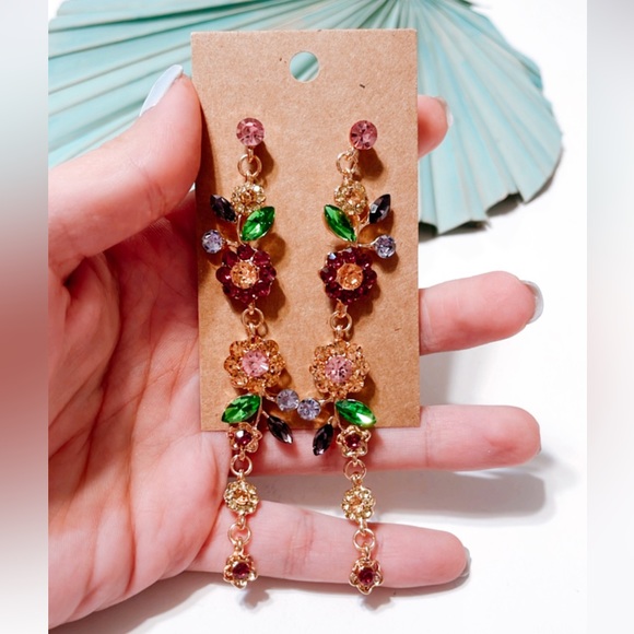 Flower drop earrings S190 - Picture 1 of 4